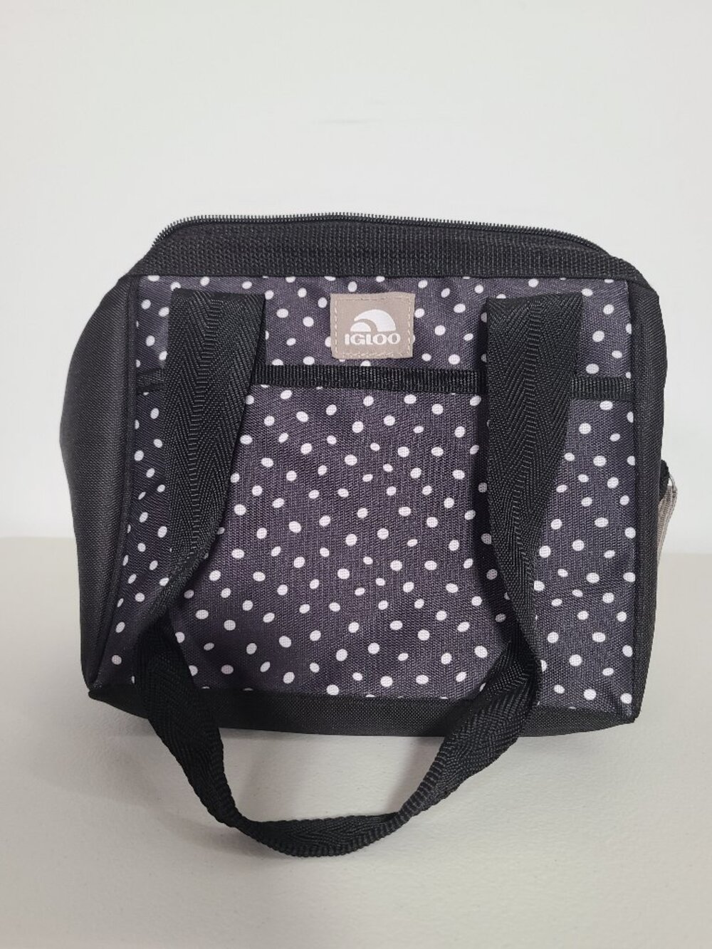 Igloo Insulated Cooler Lunch Tote Zippered Bag Black White Polka Dot